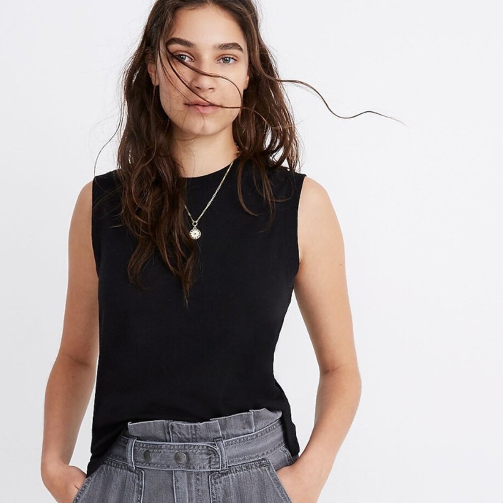 Madewell Black Recycled Cotton Crewneck Muscle Tank